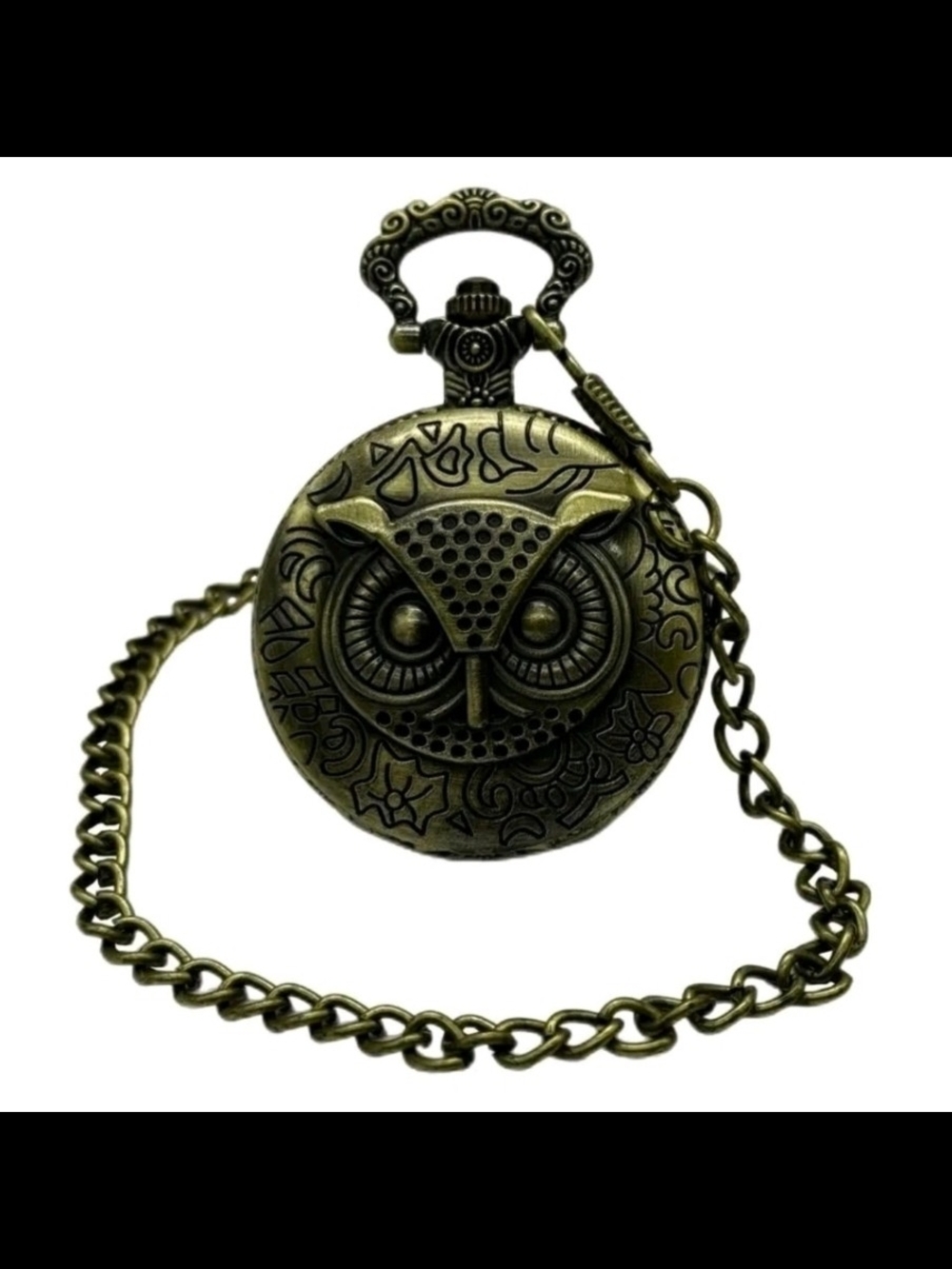 Invicta Vintage Nocturnal 47mm OWL Pocket Watch w/ Chain Bronze Tone Quartz